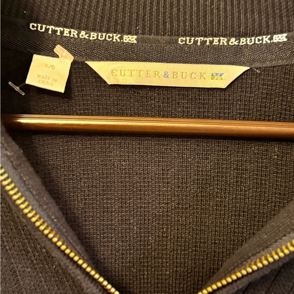 CUTTER & BUCK Navy Ribbed Quarter Zip Sweater size Large - Picture 3 of 9